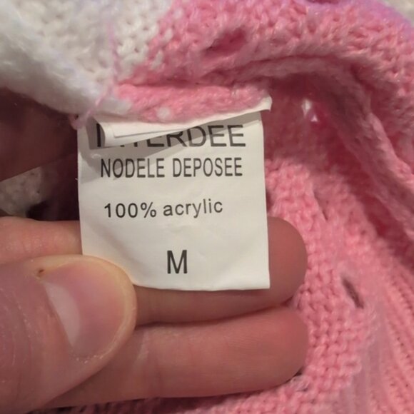 Y2K Crochet Colorblock Knit Pastel Sweater - Picture 3 of 3